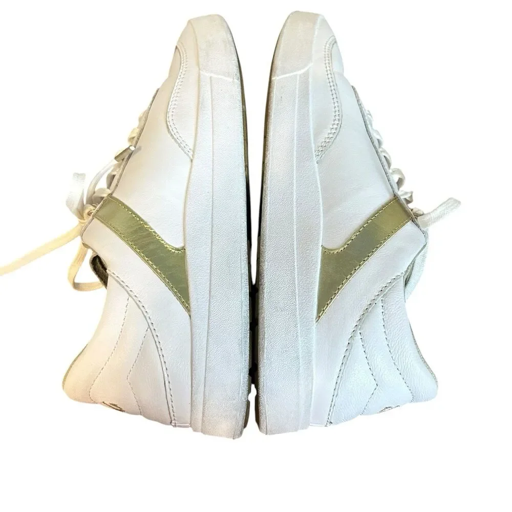 Olukai Ha'upu Sneakers Shoes White Gold Womens 9.5 Leather Lace Up